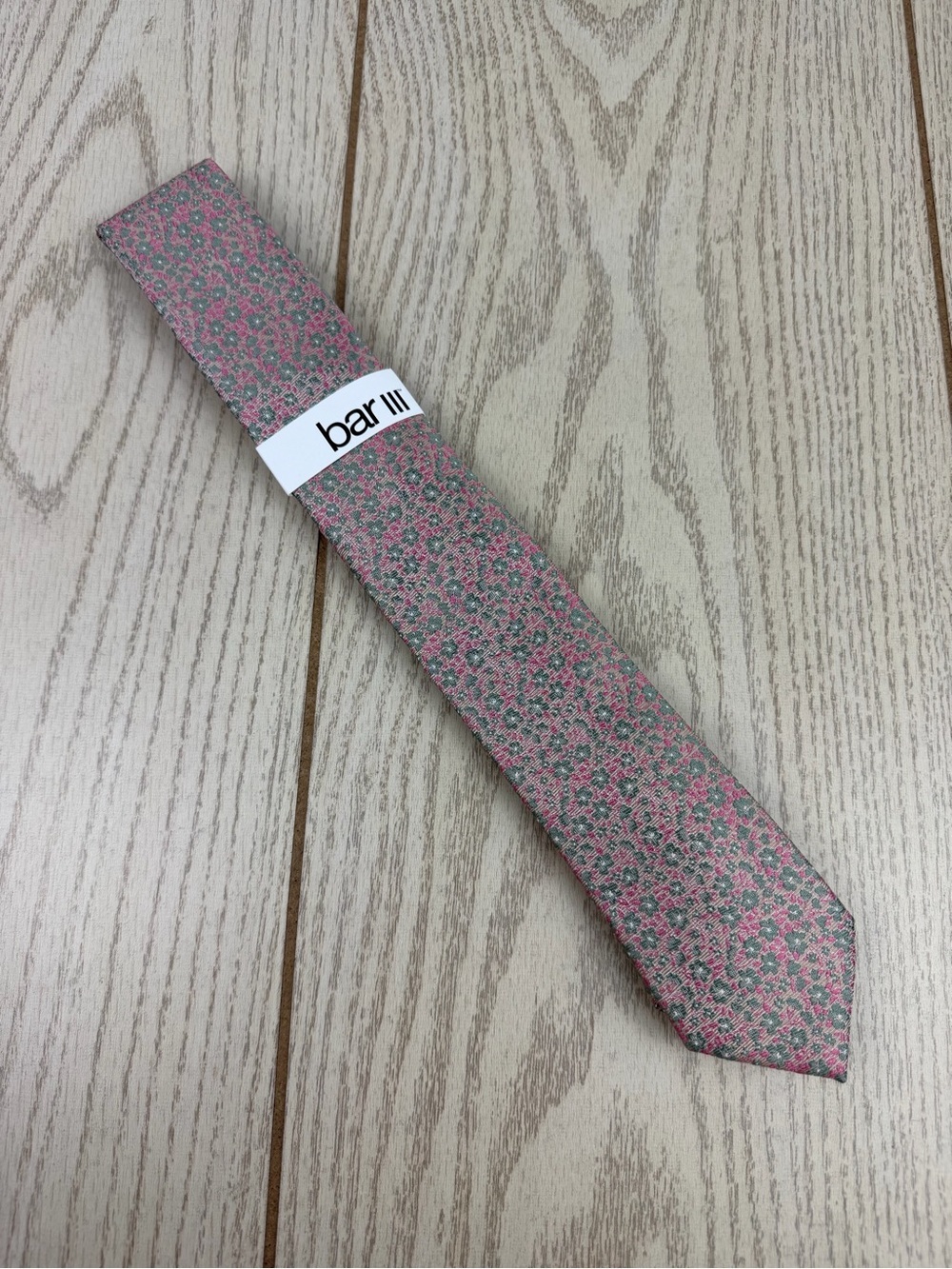 822 Bar III Men's Tie Livonia Floral 270 Tan Pink $55 Polyester Skinny Slim